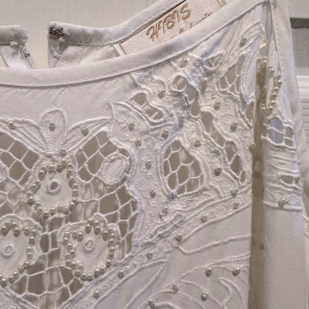 White Spaghetti Strap Dress with beading